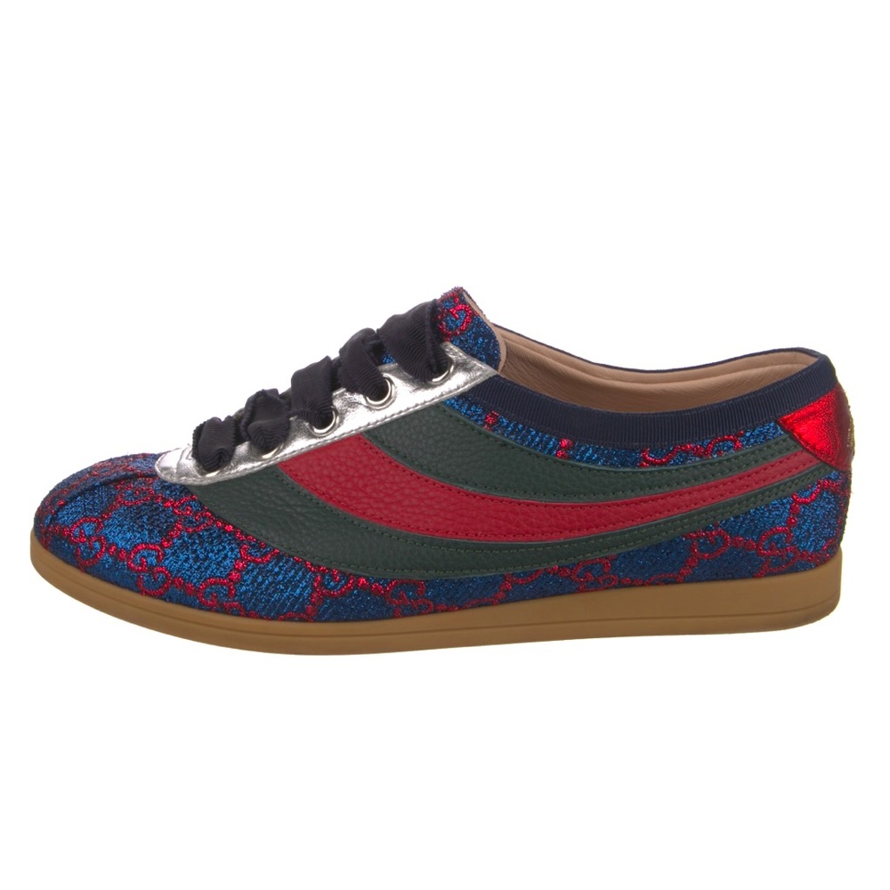 Gucci Women's Sneakers in Blue, Red, and Black with Silver Accents - Picture 2 of 6